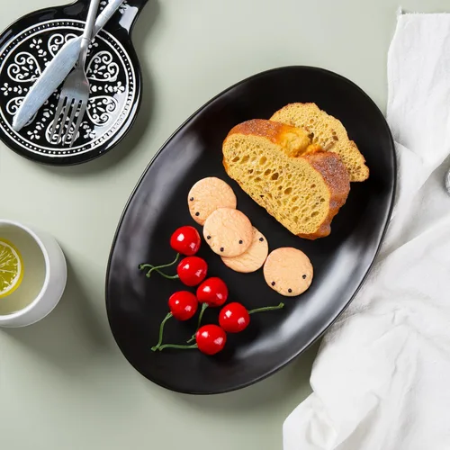 Miniatura 7 de Platos de porcelana para servir, bandejas grandes de 12 pulgadas, platos ovalados para aperitivos de postre, carne/entretenimiento/fiesta, juego