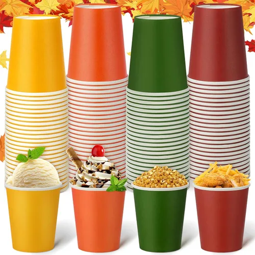 Miniatura 8 de Funtery 100 vasos de papel pastel de 9 onzas, tazas de color chocolate caliente pastel, suministros para fiestas familiares, botella desechable