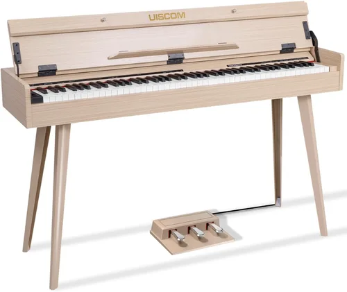 Uiscom Piano digital, peso de 88 teclas, eléctrico, de escritorio a tocador de madera, teclado progresivo, acción de martillo, perfecto para