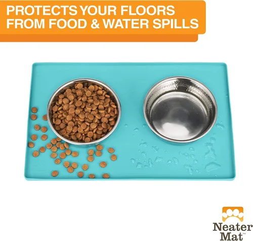 Miniatura 2 de Neater Pet Brands Neater Mat - Tapetes para mascotas para comida y agua, tapete para tazón de gato y perro, de silicona impermeable, bandeja