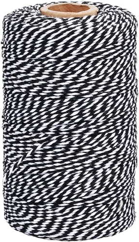 Miniatura 17 de G2PLUS Cuerda de algodón negro, 2 mm 656 pies de cuerda de algodón natural para panaderos, cuerda de embalaje para manualidades DIY, decoración