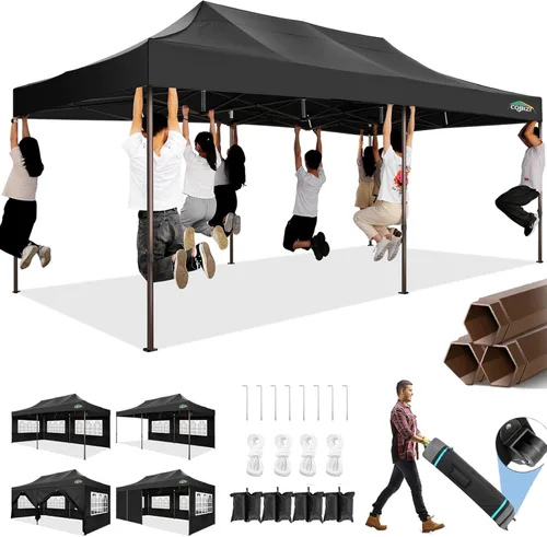 Miniatura 25 de COBIZI Tienda de campaña desplegable resistente de 10 x 10 con 4 paredes laterales extraíbles, toldo desplegable Ez con bolsa portátil, carpa