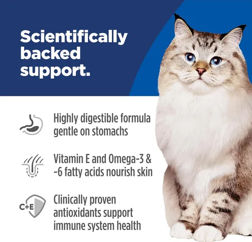 Miniatura 4 de Hill's Science Diet Alimento seco para gatos adultos con estómago y piel sensible, comida de abadejo y receta de cebada, bolsa de 6 libras