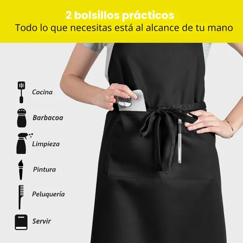 Miniatura 4 de ROTANET - Delantal extra grande para hombres, delantal ajustable con babero con 2 bolsillos, cocina, cocina para mujer, chef, resistente al agua