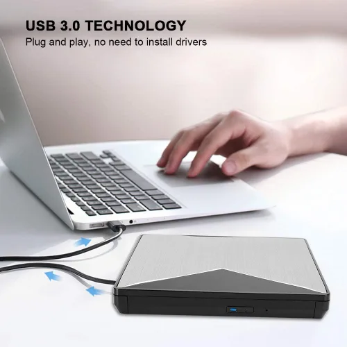 Miniatura 5 de Zopsc-1 Aleación de aluminio USB3.0 Unidad de DVD externa, CD/DVD portátil +/-RW unidad/reproductor de DVD para portátil portátil CD ROM quemador