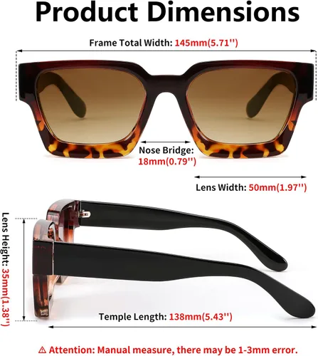 Miniatura 96 de FEISEDY Gafas de sol cuadradas retro de los años 90 para mujeres y hombres, gafas de sol rectangulares gruesas de moda con protección UV400 B2385