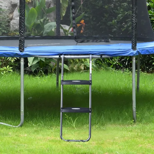 Miniatura 6 de Escalera de trampolín HBTower con pasos horizontales y anchos, gancho universal, acero tratado con UV, capacidad de 220 libras, accesorios