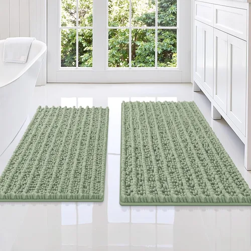 Miniatura 26 de Smiry Juego de 2 alfombras de baño, suaves y absorbentes, parte trasera de goma antideslizante, lavables a máquina, juego de alfombras de baño