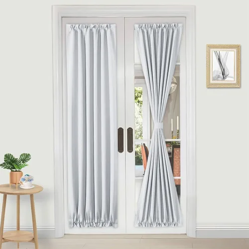 Miniatura 137 de DWCN Cortinas para puerta francesa: cortina térmica con bolsillo para barra para puertas con ventana de vidrio, puertas de cocina y patio