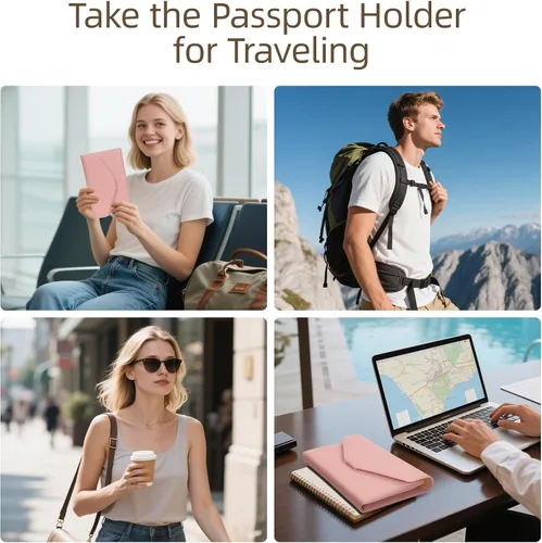Miniatura 7 de Zoppen - Billetera de viaje con bloqueo RFID multiusos (Ver.4) Portatarjetas de pasaporte y vacunas, organizador de documentos de tres pliegues