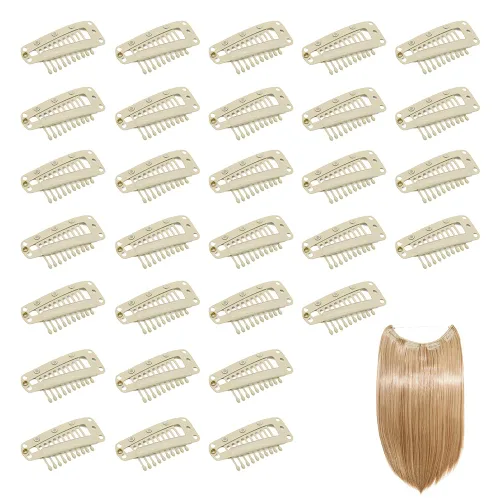 Miniatura 27 de Dreamlover - Clips para extensiones de cabello, clips para peluca con 9 dientes, 30 piezas Beige