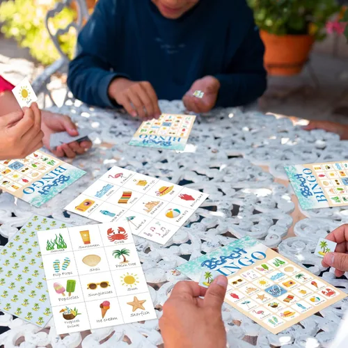 Miniatura 5 de Juego de bingo en la playa, juego de bingo para 24 jugadores para adolescentes, fiesta de playa de verano, despedida de soltera, fiesta de Juego