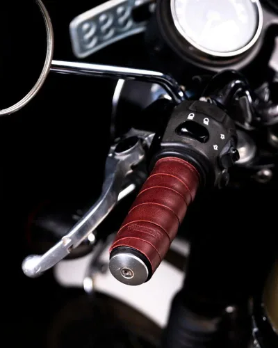 Miniatura 5 de Trip Machine Company Fundas de cuero para manillar de motocicleta, cubiertas universales de agarre del acelerador con cinta adhesiva 3M, accesorios