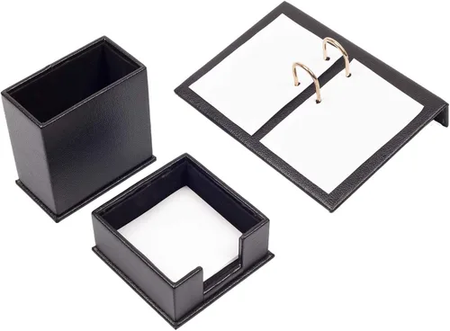 Miniatura 4 de Juego de escritorio de cuero, juego de organizador de escritorio, accesorios de escritorio de oficina, soporte para calendario, 8 accesorios