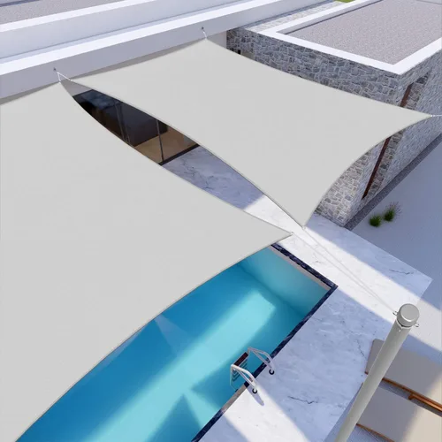 Miniatura 7 de Windscreen4less Vela de Sombra Solar Impermeable de 10'x10' Rectangular Cubierta de Toldo con Bloqueo UV para Patio Trasero, Terraza, Cubierta, claro