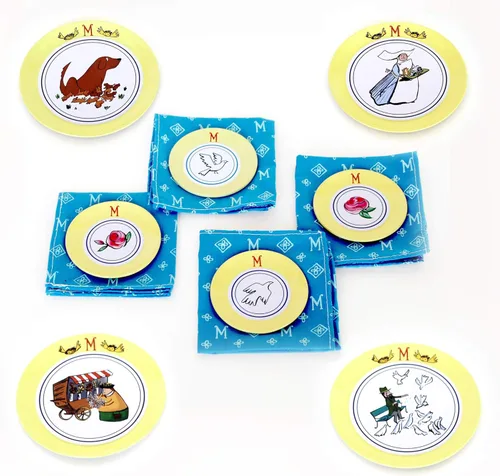Miniatura 5 de YOTTOY Madeline Collection - Juego de té de lata para niños de 23 piezas con ilustraciones, monogramas, estuche de transporte Juego de té Madeline
