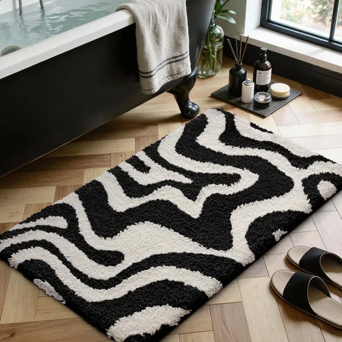 Miniatura 12 de LUMI Alfombra de baño antideslizante estética moderna, ultra suave, absorbente, lavable, de secado rápido, alfombras de piso de alta calidad