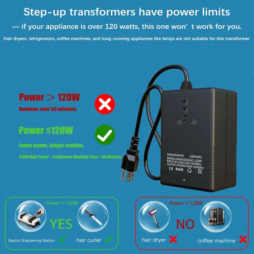 Miniatura 3 de 120 vatios, convertidor de voltaje de 110 V a 220 V, convertidor de voltaje de 110 a 220, transformador de paso ascendente de 110 V a 220 V