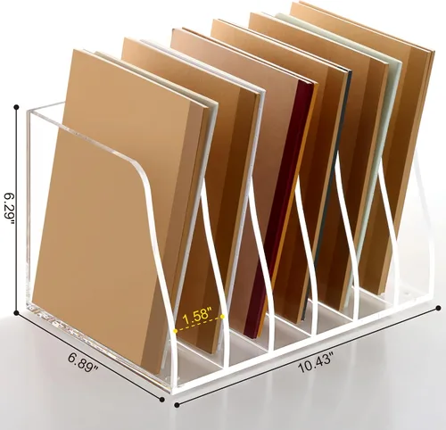 Miniatura 2 de SANRUI Paquete de 2 soportes acrílicos para archivos, clasificador de archivos verticales, organizador de escritorio, organizador de carpetas