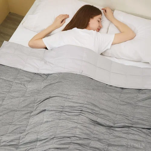 Miniatura 5 de Satwip - Manta con peso de 10 libras tamaño individual, manta con peso refrescante para personas que duermen calientes, jersey de moiré fresco