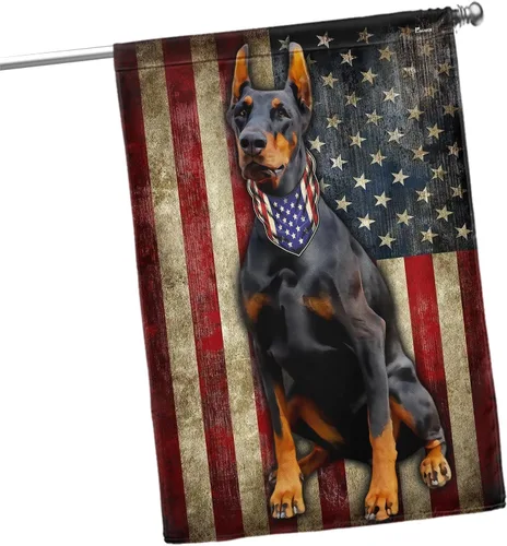 Miniatura 35 de FLAGWIX Banderas de perro patriota americano, bandera de perro labrador retriever de doble cara, decoración para el hogar, exterior, bandera