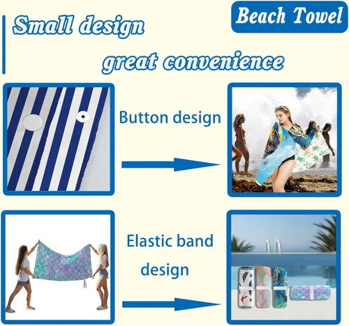 Miniatura 2 de Oversize Beach Towels Sand Free Microfiber Quick Dry Women Beach Towels Soft Absorbent Bath Towels Bathroom Extra Large 30x70 in