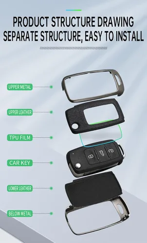 Miniatura 6 de ontto Funda para llavero de automóvil de protección completa, compatible con Volkswagen Jetta Tiguan Passat Polo Beetle Golf GTI/R/MK6 5 Santan