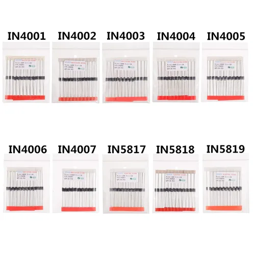 Miniatura 4 de BOJACK 10 valores 300 piezas de diodos rectificadores 1N4001 1N4002 1N4003 1N4004 1N4005 1N4006 1N4007 Schottky Diodos 1N5817 1N5818 1N5819 Kit