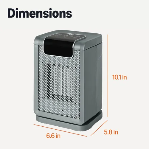 Miniatura 5 de Amazon Basics Calentador de espacio para uso en interiores con tecnología cerámica PTC, 1500 W, control remoto, oscilación de 70°, pantalla digital