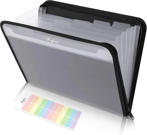 SKYDUE - Archivador de acordeón, carpeta expandible con 7 bolsillos y bolsillo frontal, tamaño carta, organizador de documentos importantes con
