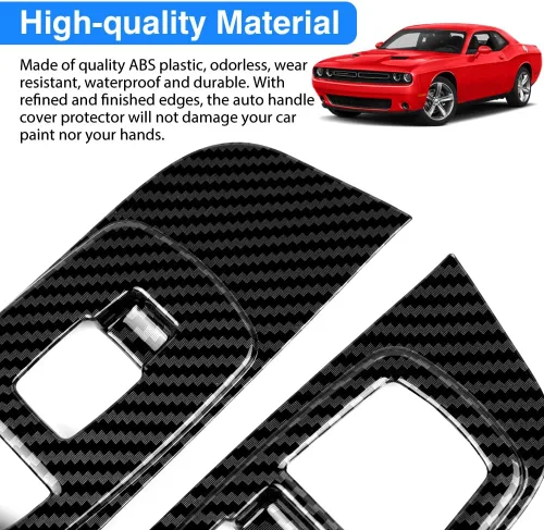 Miniatura 4 de Karltys Cubierta de panel de interruptor de ventana para Dodge Challenger 2015-2023, accesorios de fibra de carbono, interruptor de control