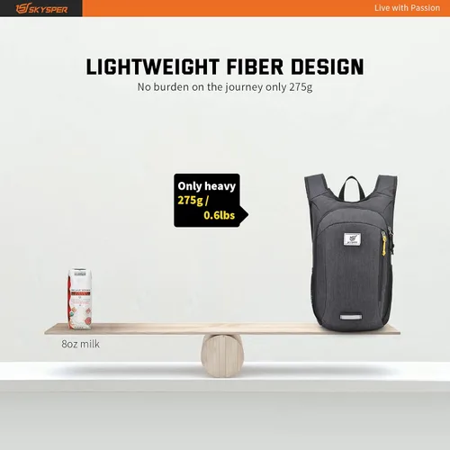 Miniatura 2 de SKYSPER Mochila pequeña de senderismo de 10 litros, mochila de viaje ligera y plegable para mujeres y hombres Negro