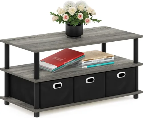 Miniatura 14 de Furinno - Mesa de centro con cajones, marrón oscuro/negro