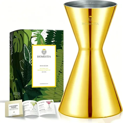 Miniatura 13 de Homestia Jigger doble de acero inoxidable, taza medidora de cóctel de 1 oz a 2 onzas con marcas precisas, jigger profesional de barman con guía