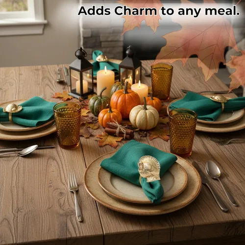 Miniatura 6 de ALPHA Living HOME Juego de 12 servilleteros de pavo y pájaros, soportes de metal modernos de alta calidad para elegantes ajustes de mesa, perfectos