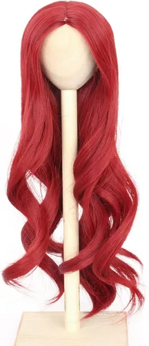 Miss U Hair - Peluca de cabello ondulado de 8-9 pulgadas 1/3 BJD, peluca ondulada roja MSD DOD Pullip Dollfie accesorios hechos a mano (rojo, 1/3)