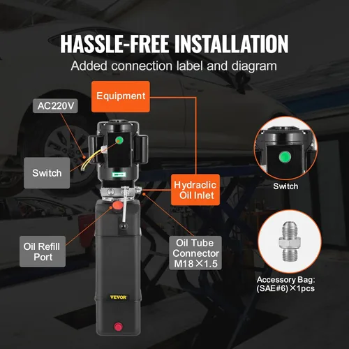 Miniatura 6 de Mophorn Bomba Hidráulica 2950 PSI 60HZ Unidad de Potencia Hidráulica 3 HP 220V Paquete de Potencia Hidráulica para Elevadores de 2 y 4 Postes Unidad