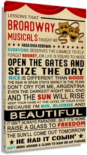 Broadway - Pósteres musicales de estilo vintage, enmarcados, arte de pared para sala de estar, arte moderno para decoración del hogar, imágenes