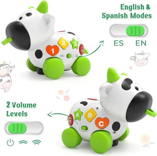 Miniatura 9 de Talkfun Juguetes Musicales de Vaca para Niños y Niñas de 1+ Año, Juguete Bilingüe para Bebés de 6-12-18 Meses, Juguetes para Niños de Un Año, Regalo