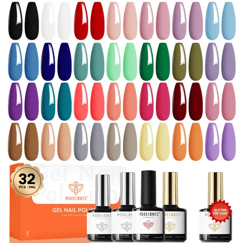 Miniatura 24 de Modelones Kit de estampado de uñas a cuadros de 16 piezas, sello de punta francesa, esmalte de gel de pintura blanca y negra, a prueba de polvo