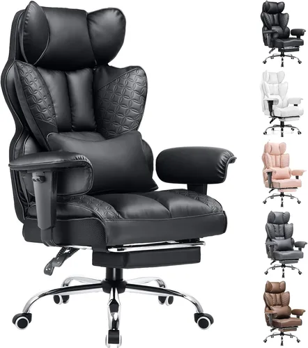 Miniatura 13 de COMHOMA Silla de Oficina de Escritorio 400LBS Sillas de Oficina Grandes y Altas Sillas Ergonómicas para Juegos con Asiento Ancho Silla de Cuero