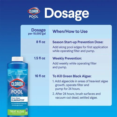 Miniatura 4 de Clorox® Pool&Spa™ Alguicida para piscina, previene y trata algas de piscina, sin espuma, 1 cuarto de galón (paquete de 1)