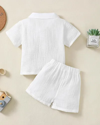 Miniatura 55 de Conjunto de ropa de verano para bebé y niño, camiseta de manga corta de algodón, pantalones cortos de dinosaurios, conjunto de ropa para niño