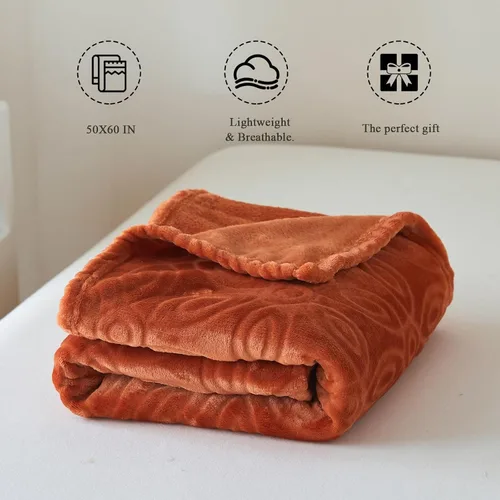 Miniatura 5 de Simple&Opulence Manta naranja quemada para sofá, manta supersuave y esponjosa para mujer, 50 x 60 pulgadas, acogedora y ligera manta de forro polar