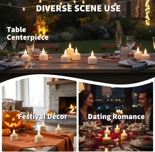 Miniatura 9 de Velas de té recargables sin llama con temporizador remoto y base de carga, velas LED que funcionan con pilas, velas USB para otoño, boda, Navidad
