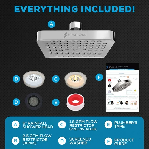 Miniatura 9 de SparkPod Cabezal de regadera – Lluvia de alta presión – Diseño de lujo de calidad premium – Instalación en 1 minuto – Reemplazo ajustable fácil