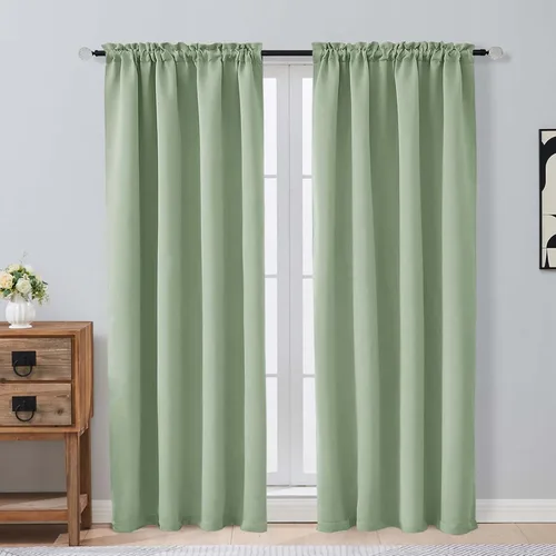 Miniatura 172 de OVZME Cortinas opacas turquesa para tratamiento de ventanas pequeñas, cortinas cortas con bloqueo de luz para ventana de cocina sobre el fregadero