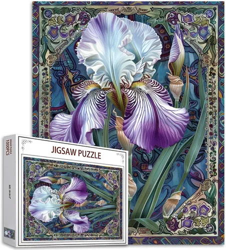 Christal - Rompecabezas de 1000 piezas con diseño de iris blanco para adultos, con fondo celta, rompecabezas de 27 x 20 pulgadas, coloridos