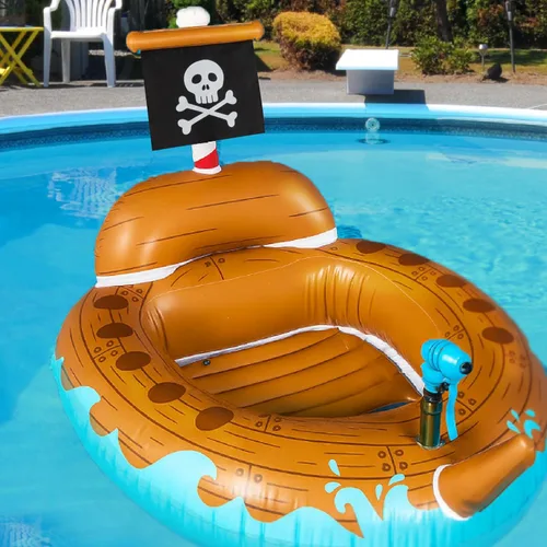 Miniatura 3 de Flotador de agua de barco pirata, inflable con pistola rociadora para niños, juguete de natación al aire libre