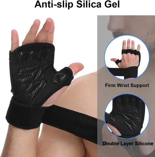 Miniatura 3 de SUJAYU Guantes de levantamiento de pesas, muñequeras para levantamiento de pesas, muñequeras para levantamiento de pesas, guantes de gimnasio